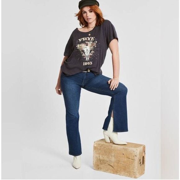 NWT Frye split hem thundercloud wash jeans dark wash flare leg size 14 w - Picture 1 of 4